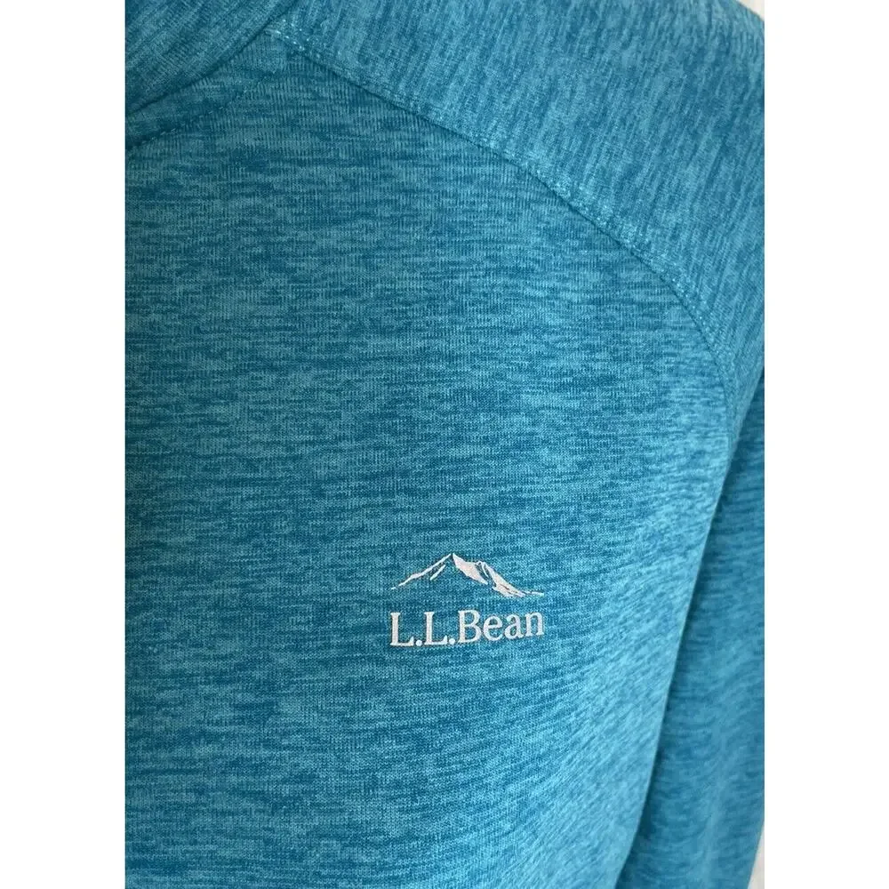 L.L. Bean Adventure Grid Blue Half-Zip Polyester Pullover Thumb Slot Size L Reg - Picture 6 of 15